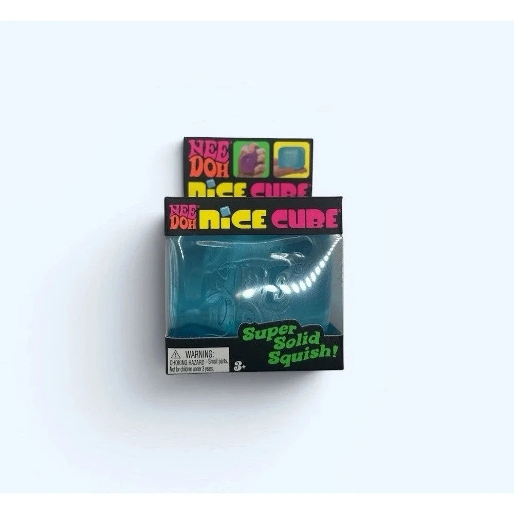 NEW Nee Doh Nice Cube Super Solid Squish! Blue Stress fidget relief toy